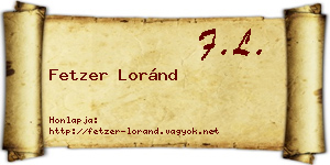 Fetzer Loránd névjegykártya
